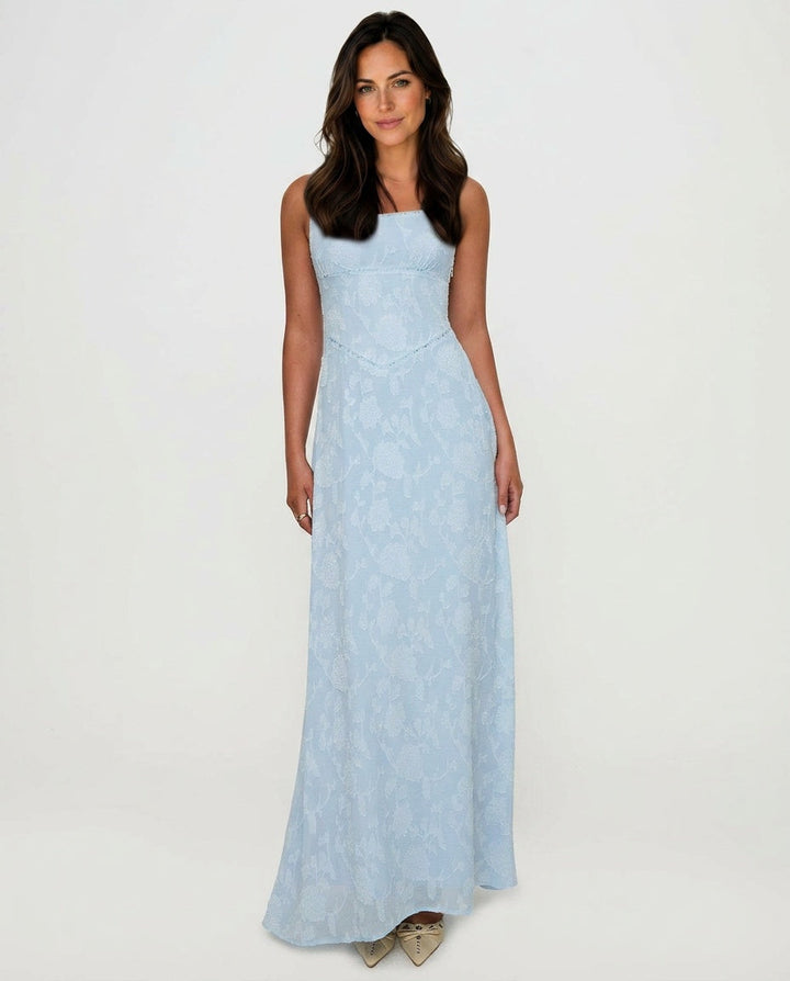 Solène | Halter Neck Floral Maxi Dress