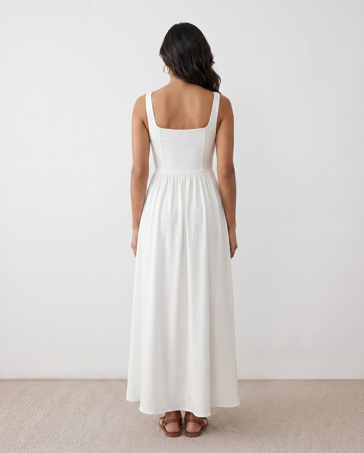 Colleen | Basque Waist A-Line Maxi Dress