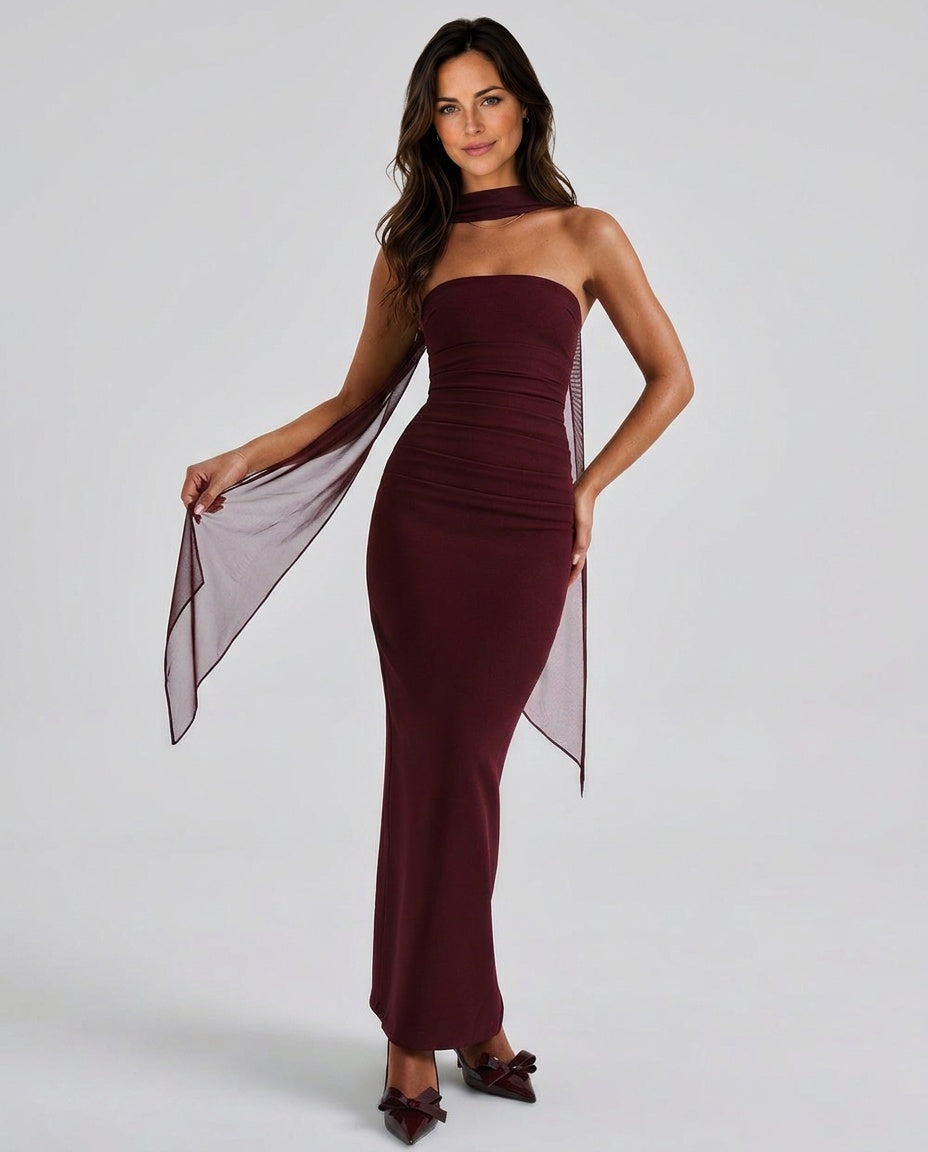 Maeve | One-Shoulder Ruched Maxi Dress