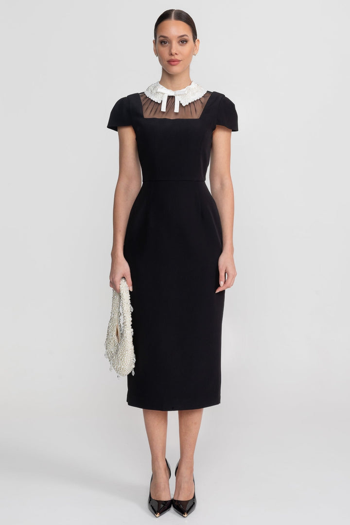 Pia | Cap Sleeve Lace Collar Midi Dress