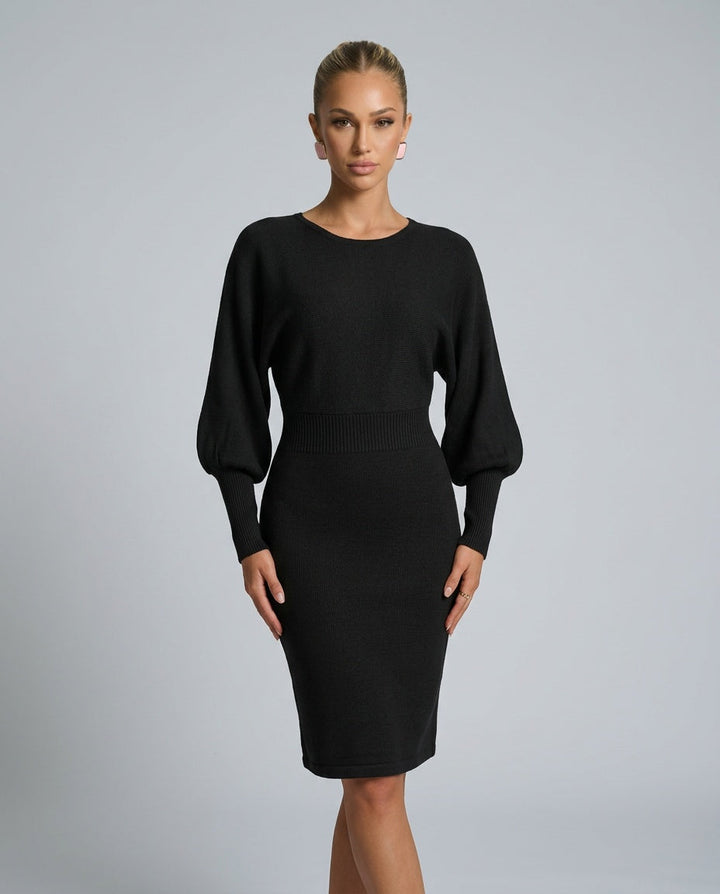 Orelle | Balloon Sleeve Knit Midi Dress