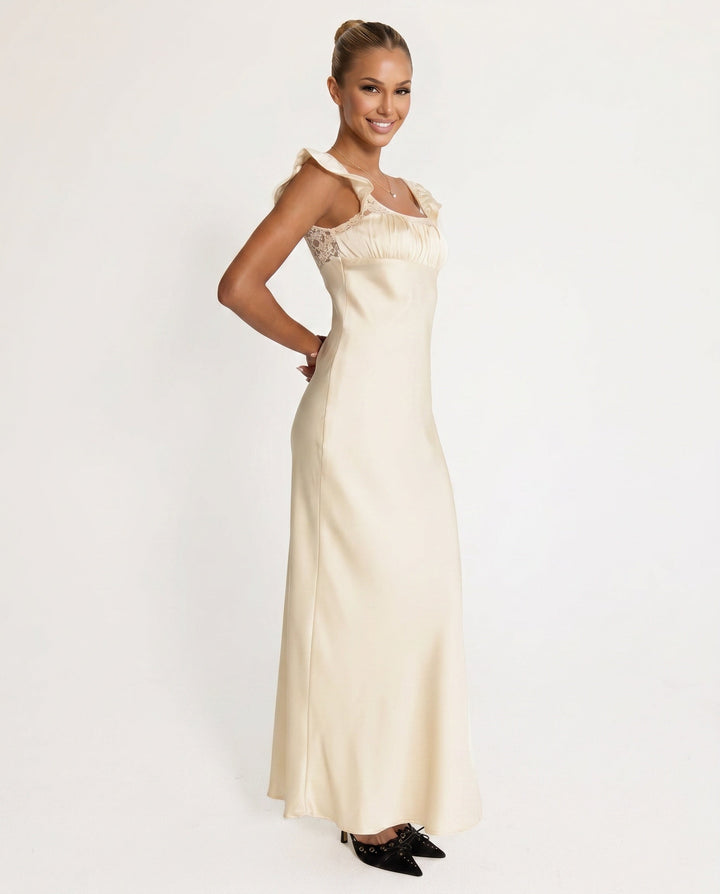 Adelie | Champagne Maxi with Draped Silhouette