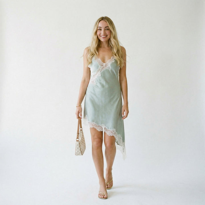 Thea | Asymmetric Lace Midi Dress