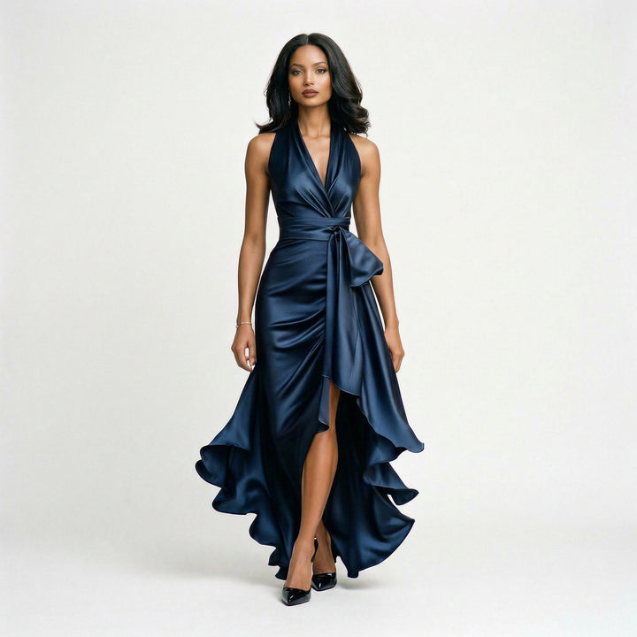 Beatrix | Halter Neck Satin-Look Maxi Dress