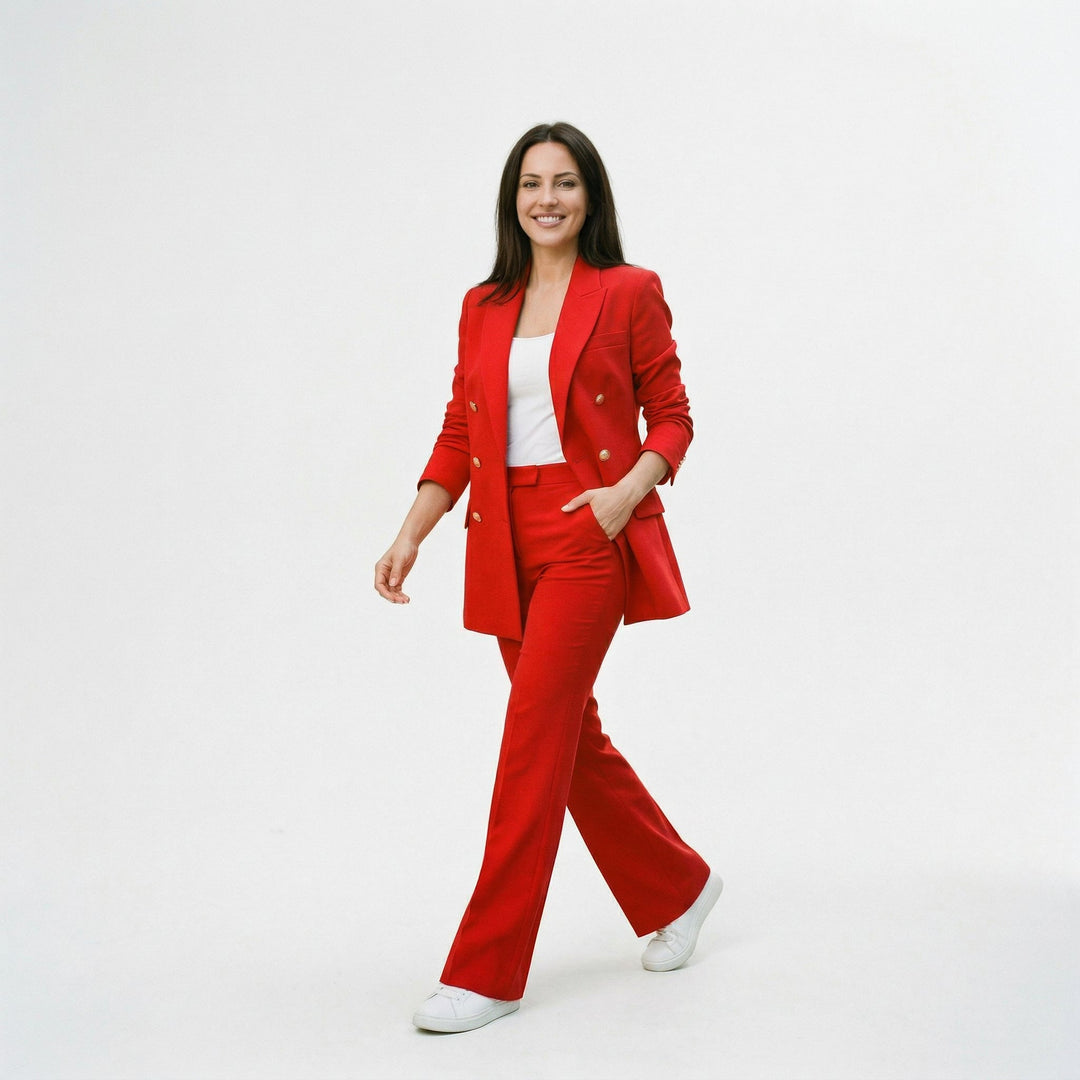 Orla | Long Jacket &amp; Flared Trousers Suit Set