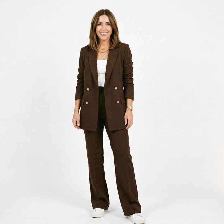 Orla | Long Jacket &amp; Flared Trousers Suit Set