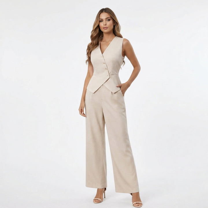 Lena | Sleeveless Vest &amp; Wide Leg Trousers Set