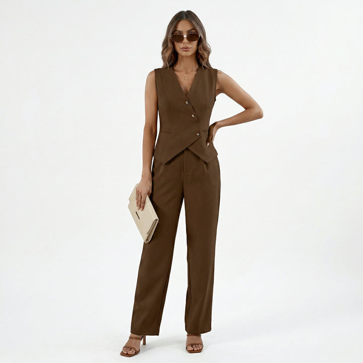 Lena | Sleeveless Vest &amp; Wide Leg Trousers Set