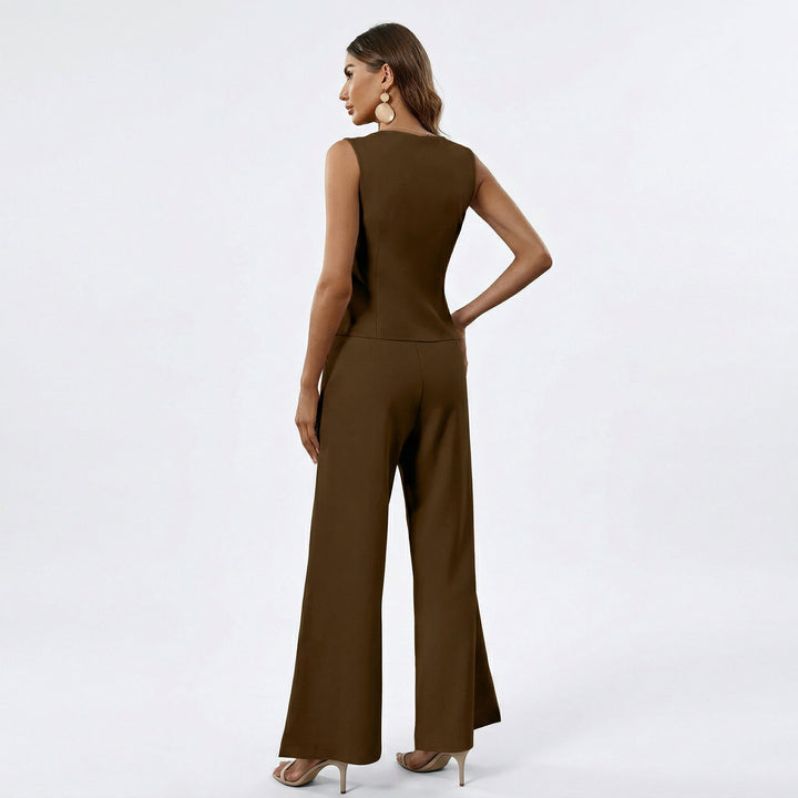 Lena | Sleeveless Vest &amp; Wide Leg Trousers Set