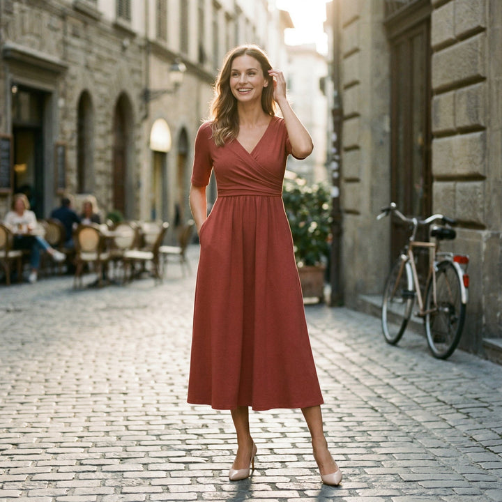 Saskia | Wrap Front Summer Midi Dress