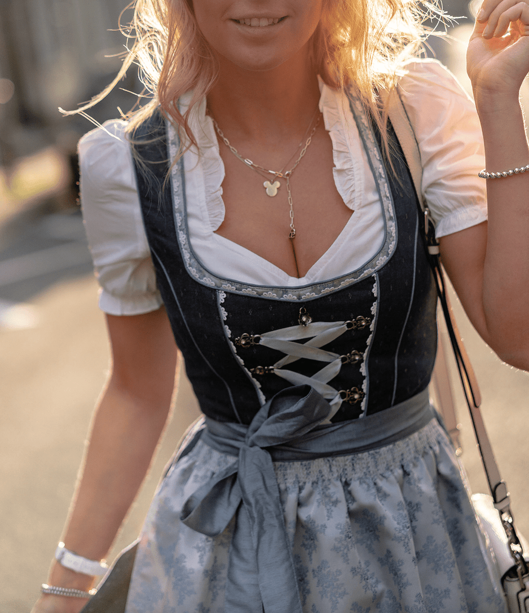 Blair | Traditional Dirndl Midi Dress Set with Apron &amp; Blouse