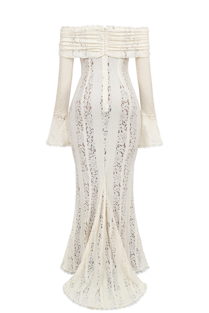 Odélie | Off-Shoulder Lace Fluted Cuff Maxi Dress