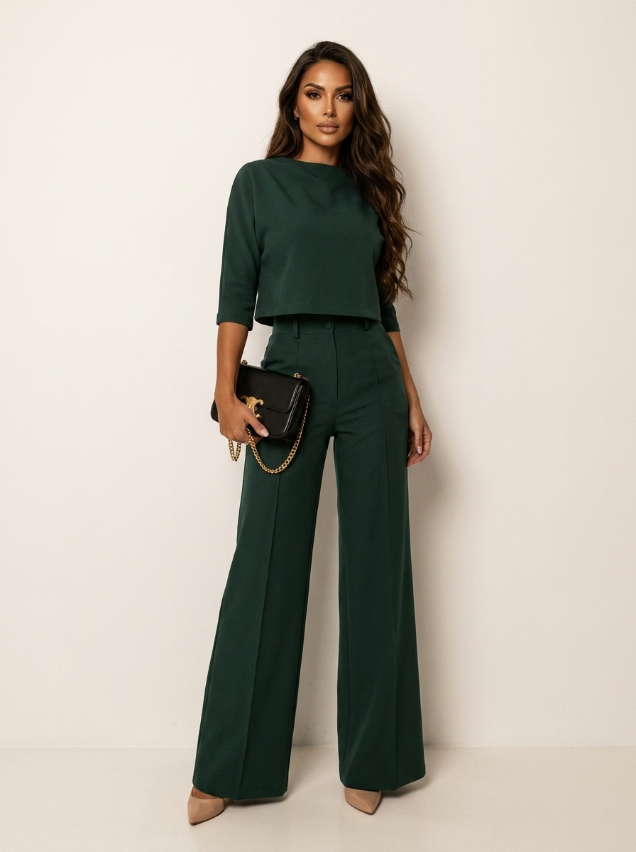 Cora | Cropped Blazer Wide-Leg Trouser Set