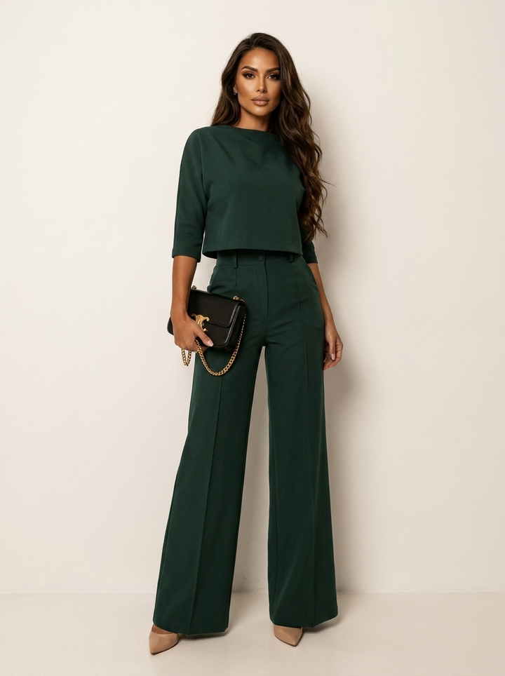 Cora | Cropped Blazer Wide-Leg Trouser Set