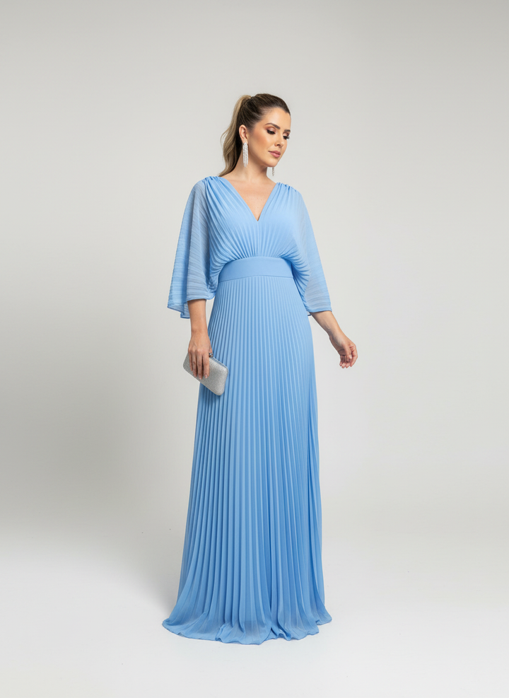 Celeste | Maxi with Pleated Skirt &amp; Wide Sleeves
