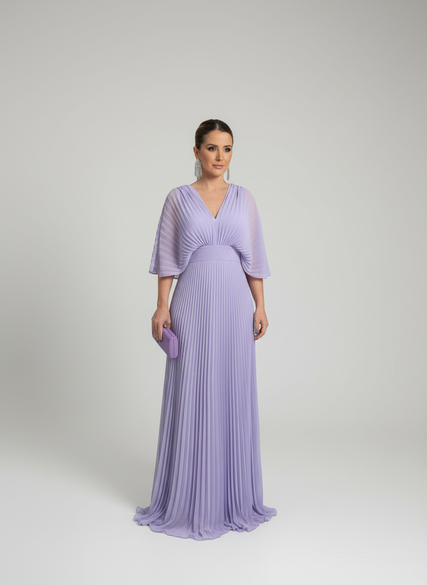 Celeste | Maxi with Pleated Skirt &amp; Wide Sleeves
