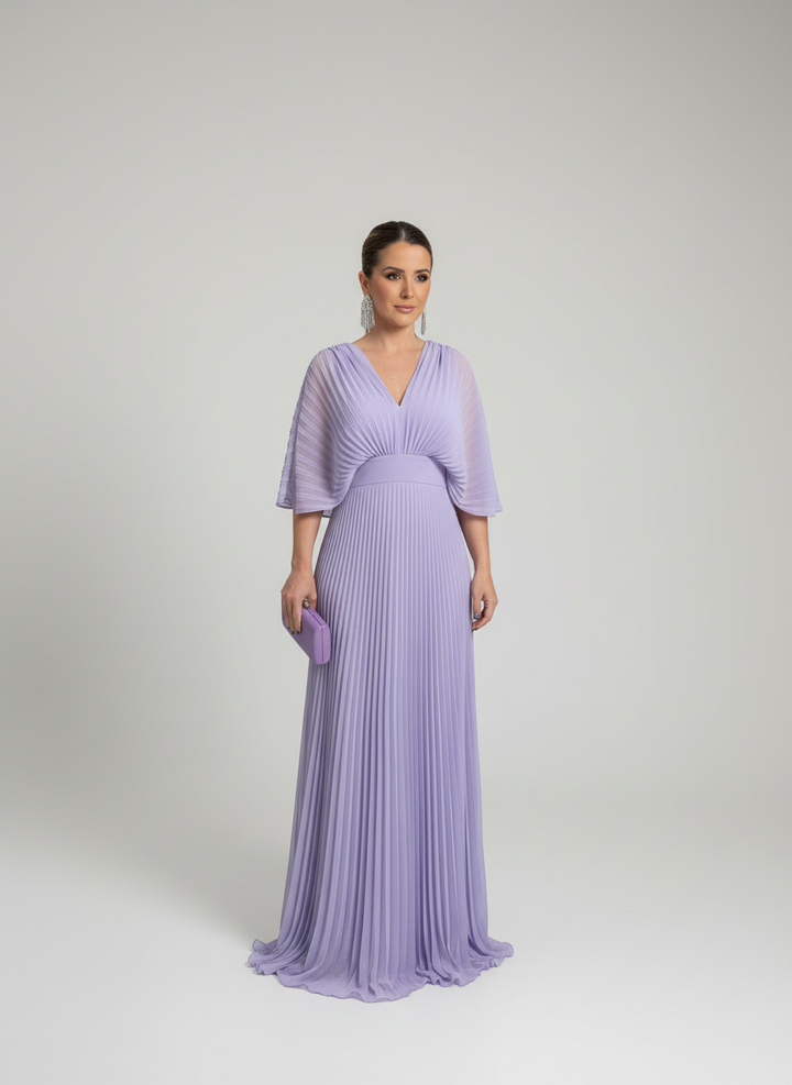 Celeste | Maxi with Pleated Skirt &amp; Wide Sleeves