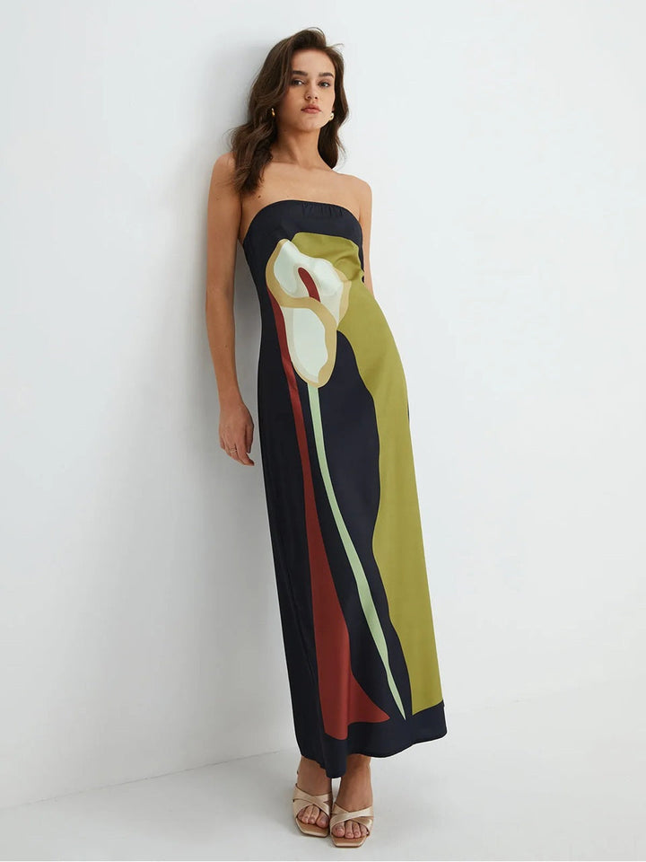 Calla | Strapless Printed Maxi Dress