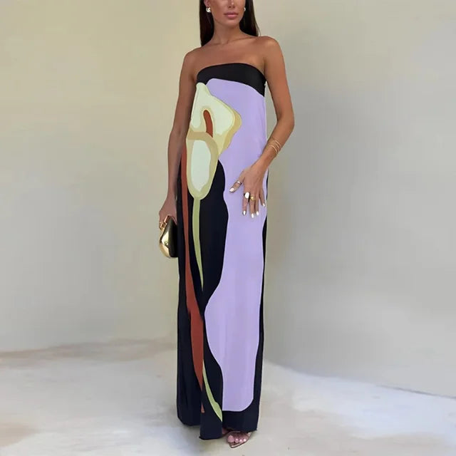 Calla | Strapless Printed Maxi Dress
