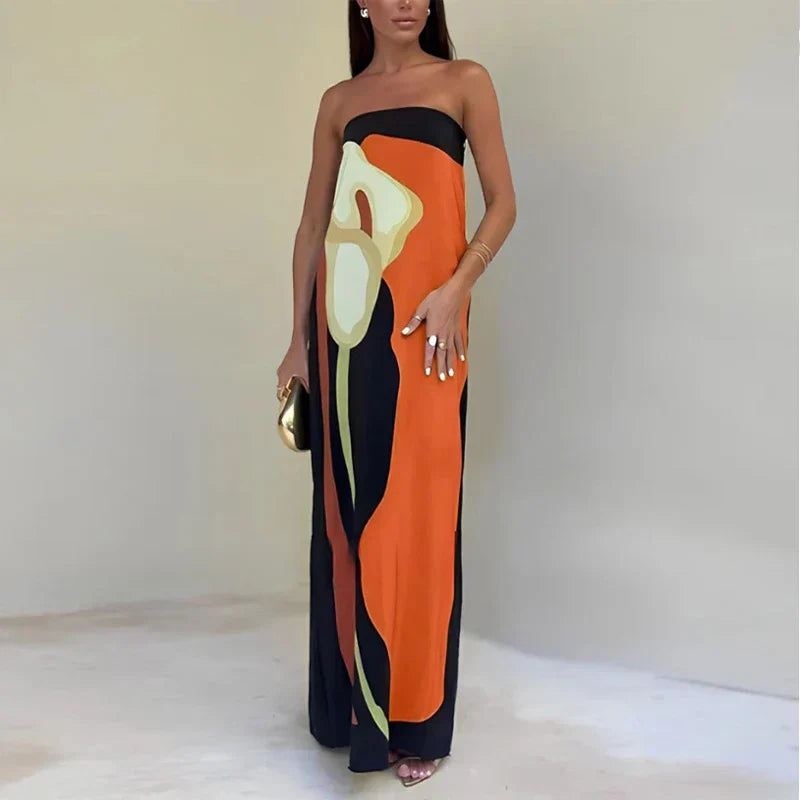 Calla | Strapless Printed Maxi Dress