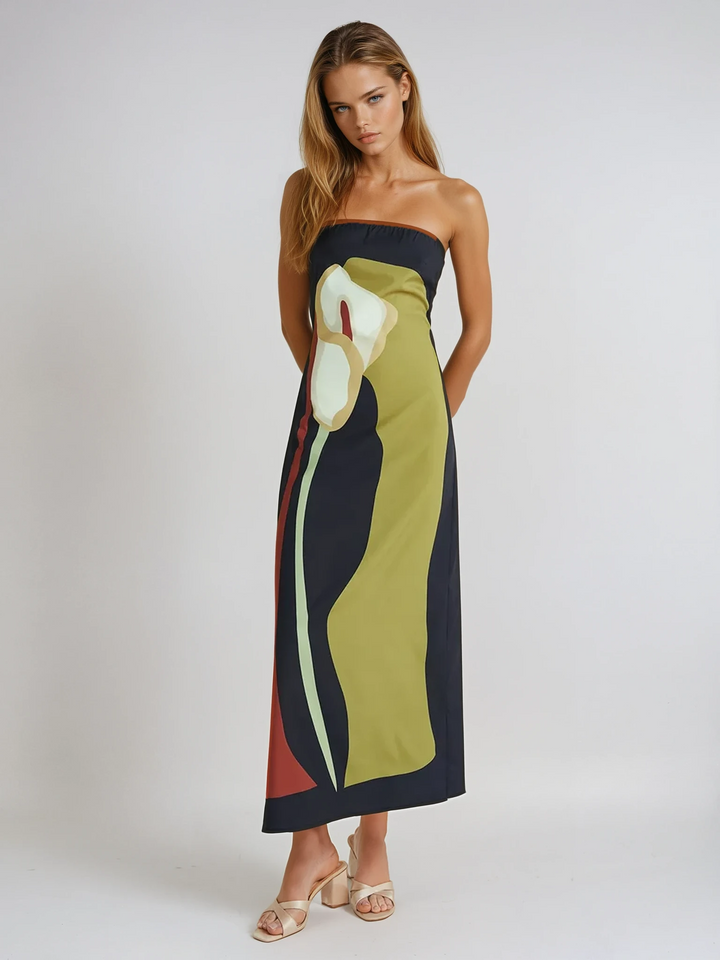 Calla | Strapless Printed Maxi Dress