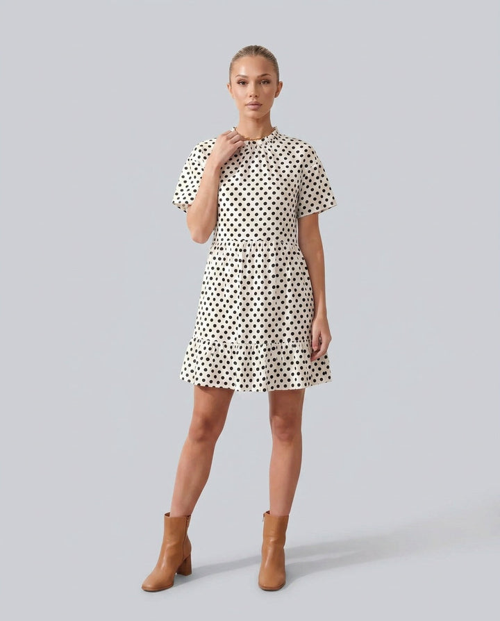 Vivienne | Polka Dot Ruffle Detail Mini Dress