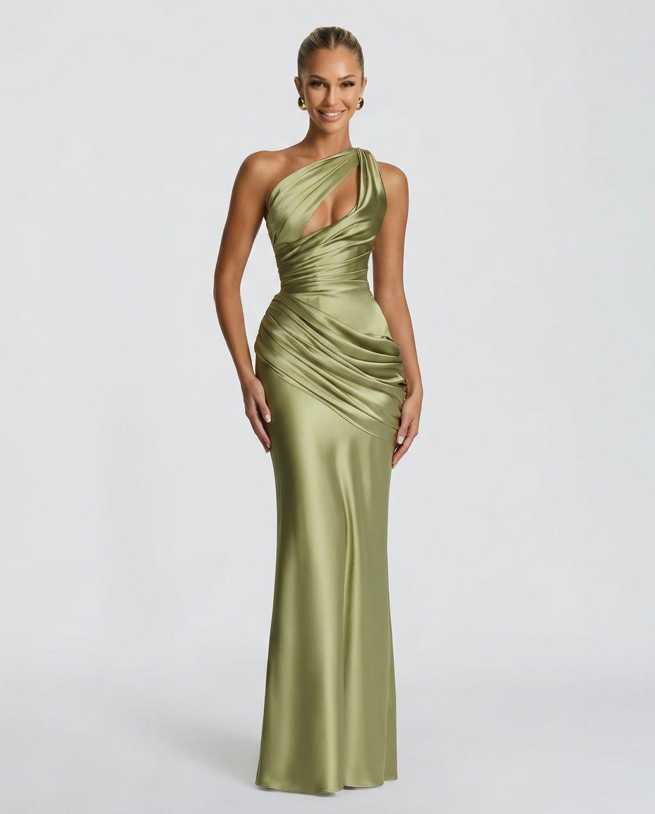 Lena | Cowl Neck Satin-Look Maxi Dress