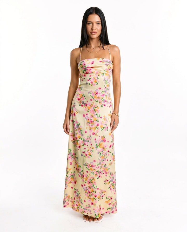 Calixta | Satin-Look Floral Maxi Dress