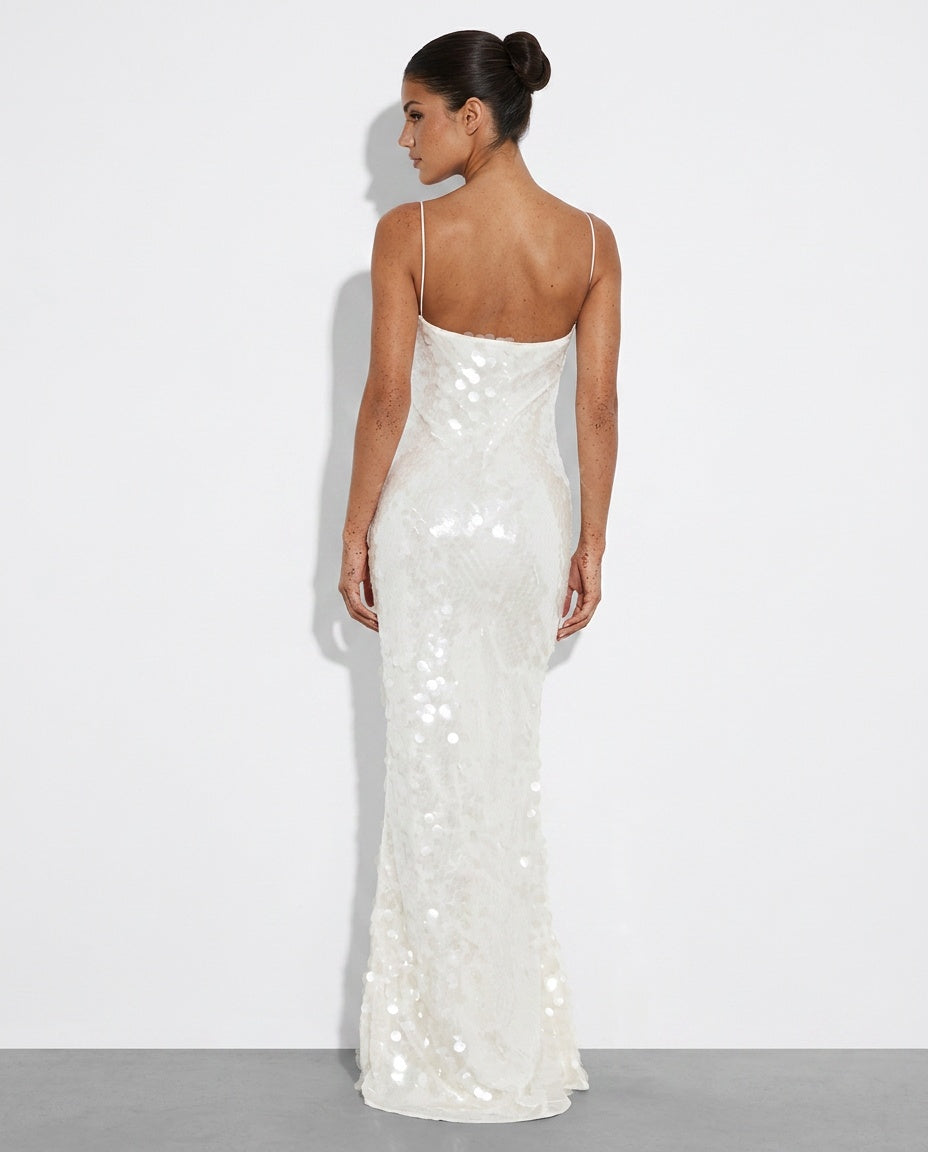 Rosa | Sequin Halter Neck Sleeveless Maxi Dress
