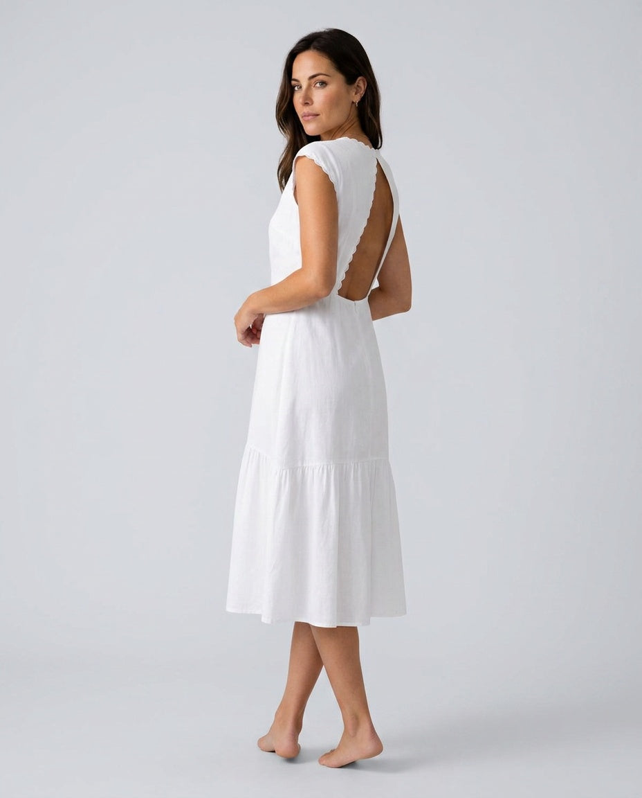 Amara | Round Neck Solid Midi Dress