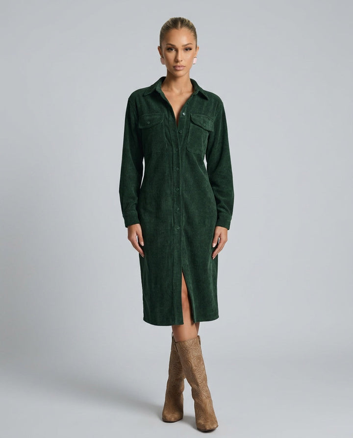 Marlowe | Corduroy Midi with Double Chest Pockets