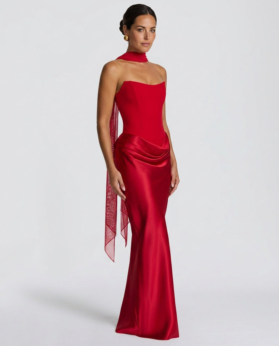 Selene | Satin-Look Tie-Up Maxi Dress