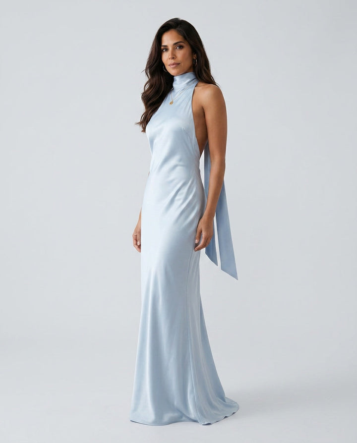 Winnie | Satin Halter Maxi Dress