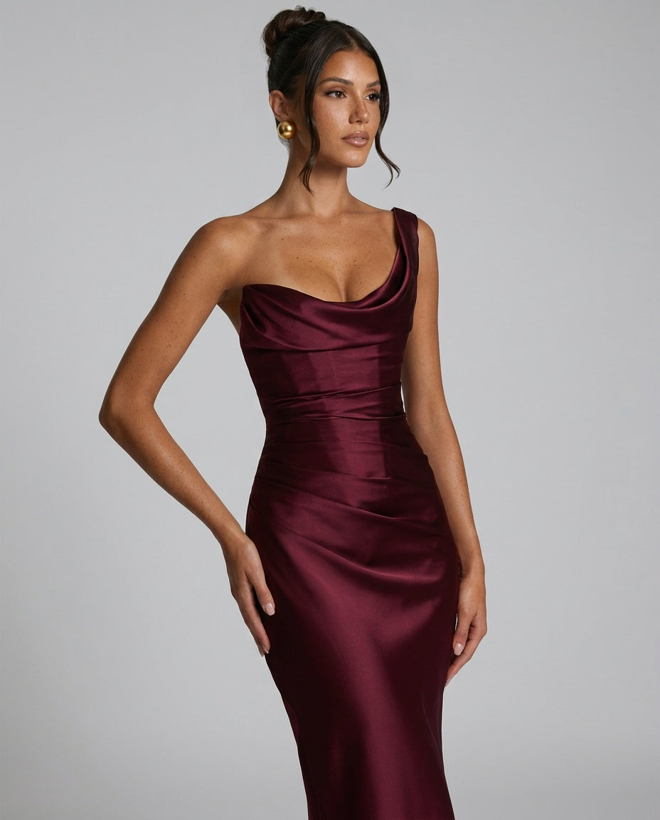 Delphine | Satin Corset Lace-Up Maxi Dress