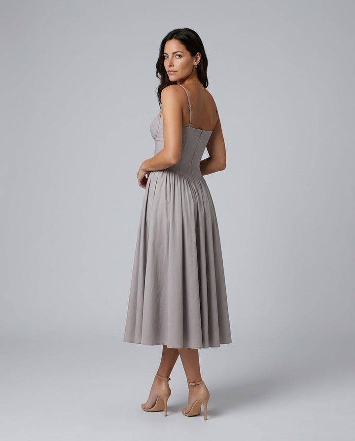 Willa | Spaghetti Strap Sweetheart Midi Dress