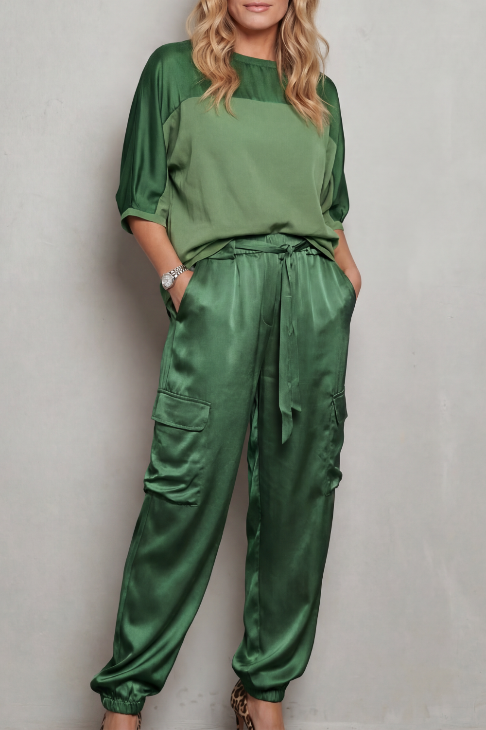 Finley | Silky Cargo Short Sleeve Lounge Set
