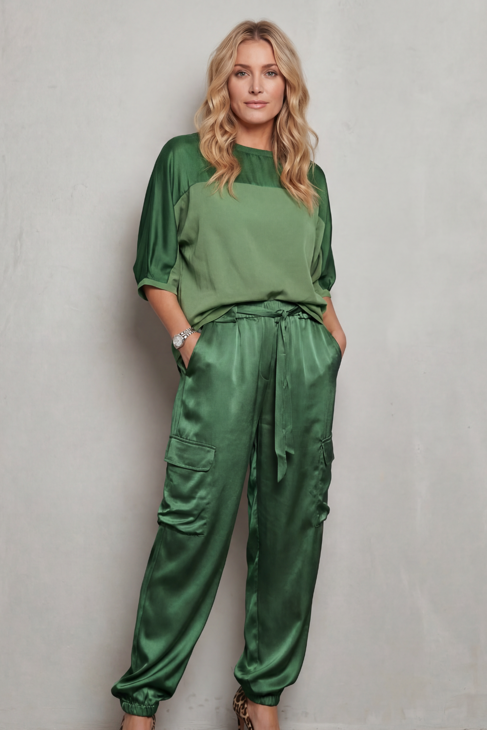 Finley | Silky Cargo Short Sleeve Lounge Set