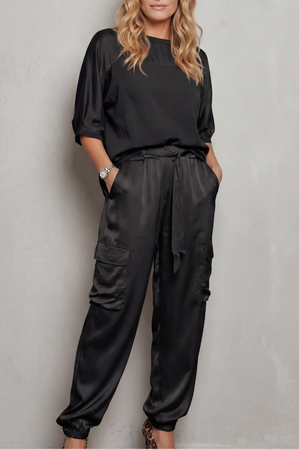 Finley | Silky Cargo Short Sleeve Lounge Set