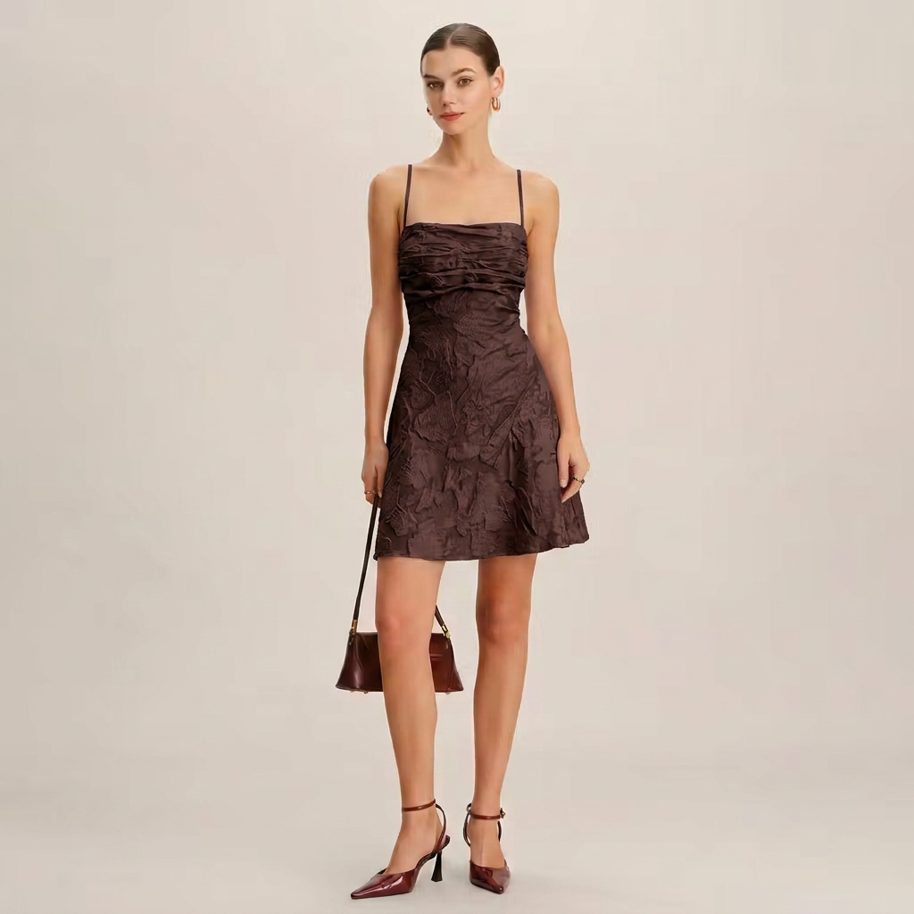 Fleur | Jacquard Spaghetti Strap Mini Dress