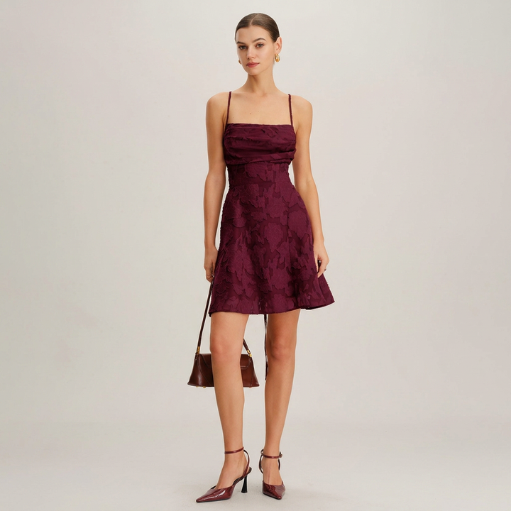 Fleur | Jacquard Spaghetti Strap Mini Dress