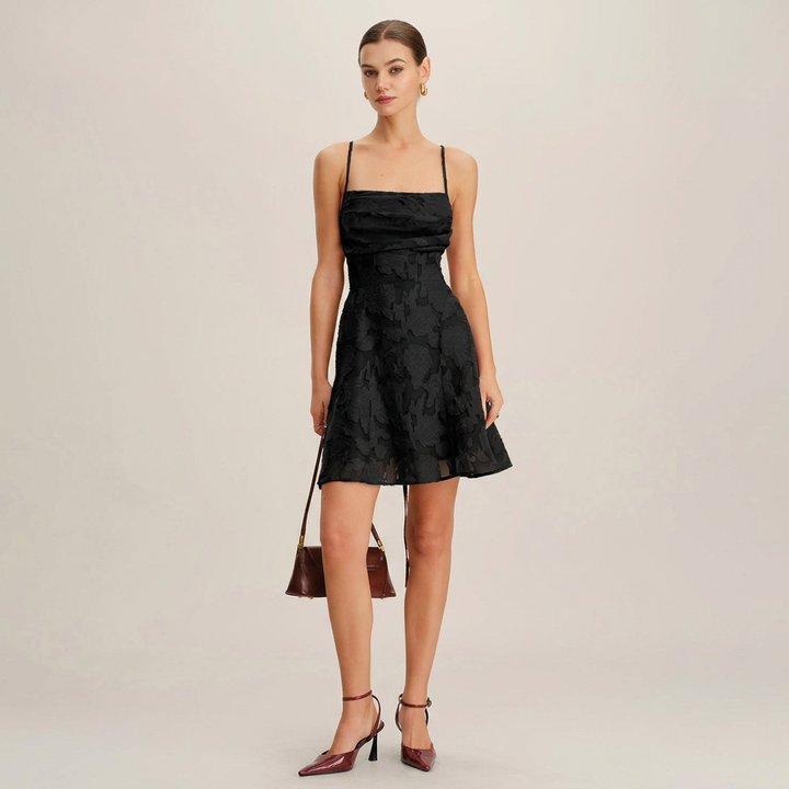 Fleur | Jacquard Spaghetti Strap Mini Dress