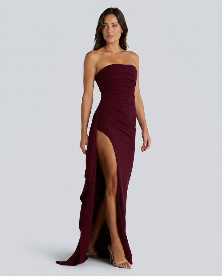 Avrielle | Strapless Thigh-High Slit Maxi Dress