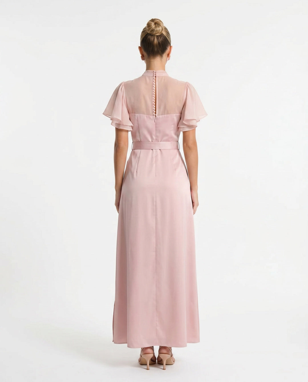 Ines | Open Back Glossy Satin-Look Maxi Dress