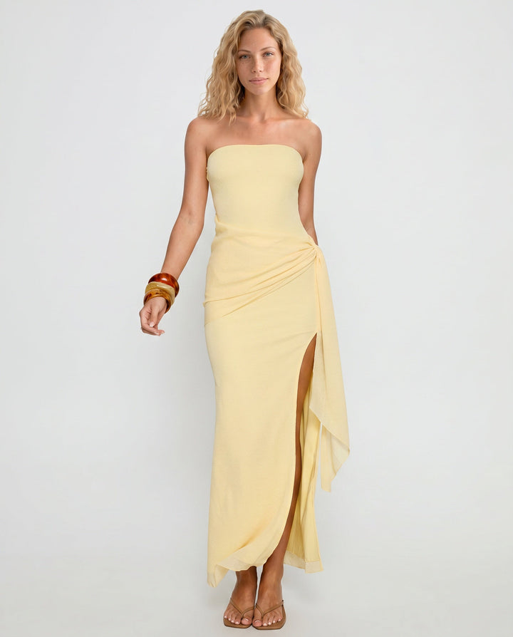 Solange | Strapless Ruched Maxi Dress