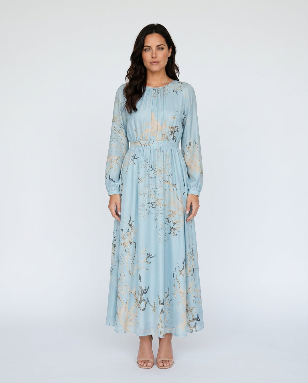 Saskia | Abstract Print Satin-Look Maxi Dress