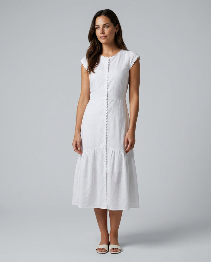 Amara | Round Neck Solid Midi Dress
