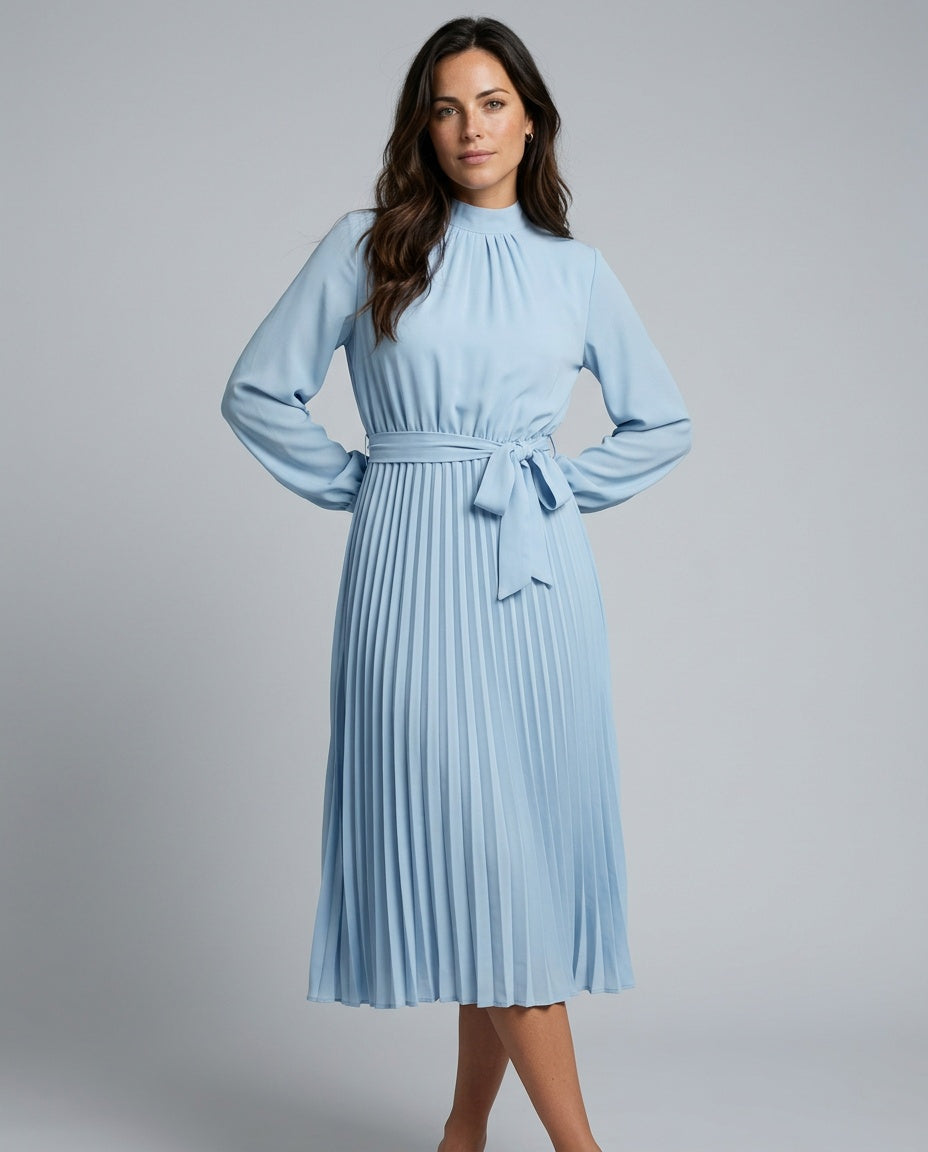 Vivienne | Pleated Midi with Belted Waist