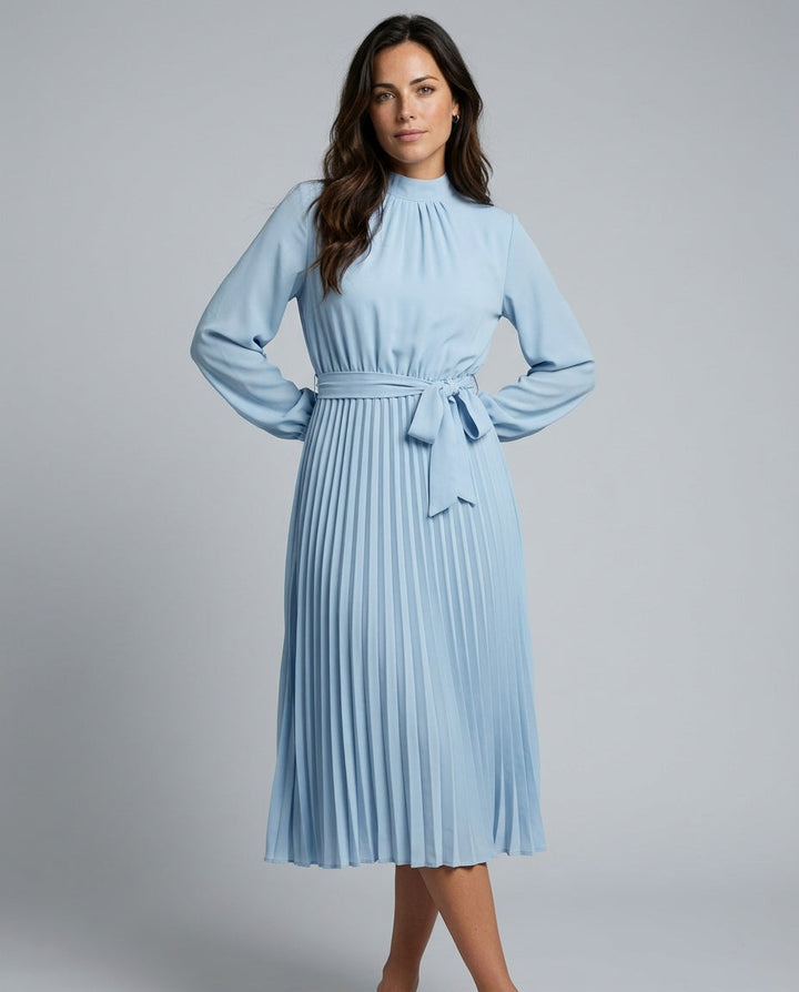 Vivienne | Pleated Midi with Belted Waist