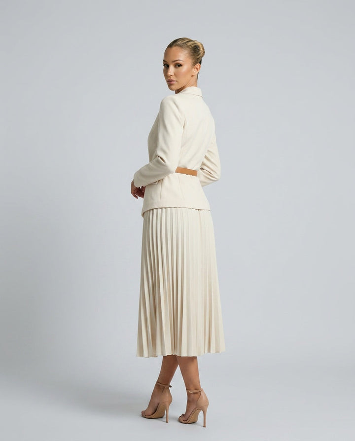 Cleona | Pleated Skirt Blazer-Style Midi Dress