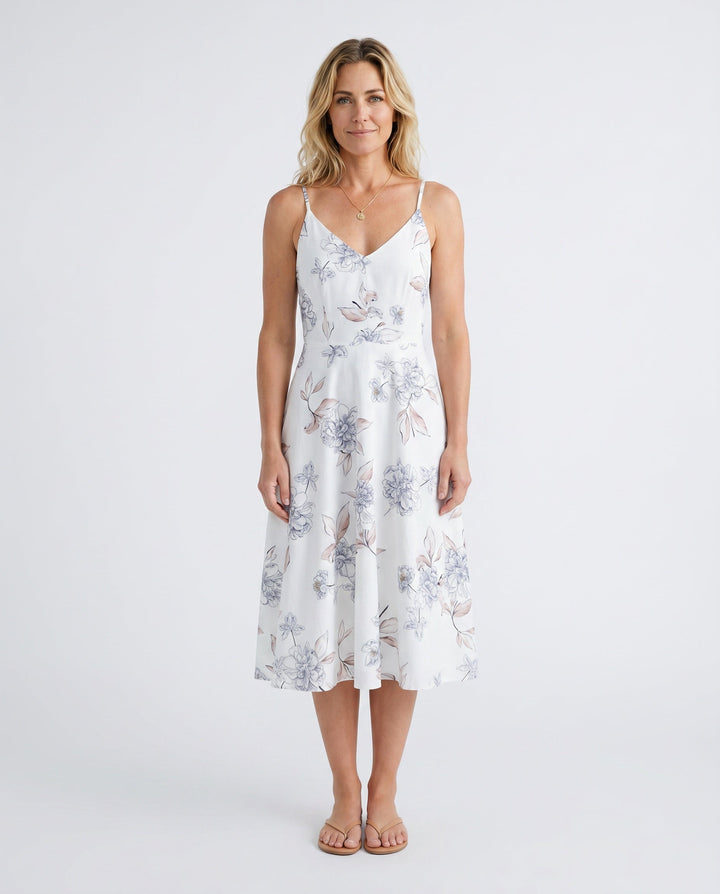 Xenia | Spaghetti Strap Floral Midi Dress
